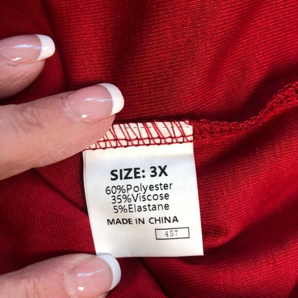 Red Long Sleeve Relaxed Fit Top Womens Size 3X Casual Comfy NEW - Picture 5 of 8